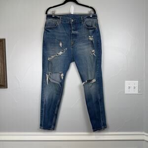 Zara Man Distressed Jeans Men’s 28 | Y2K Grunge Straight Fit Raw Hem Denim